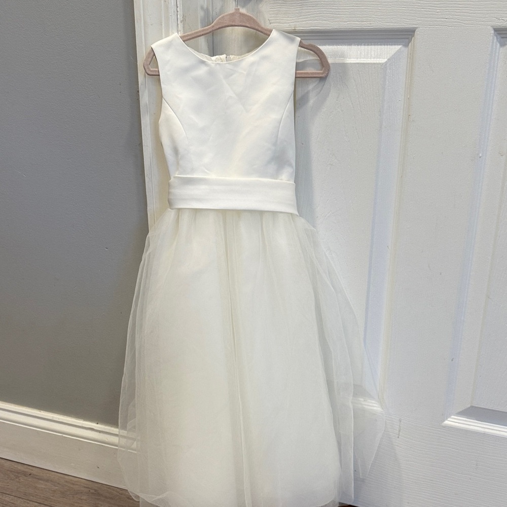 David's Bridal Ivory Sleeveless Kids Dress